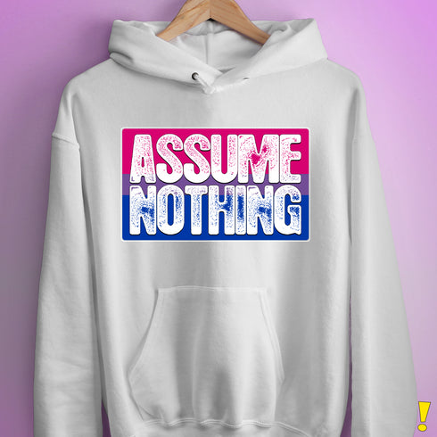 Assume Nothing Bisexual Pride Flag Hoodie - White